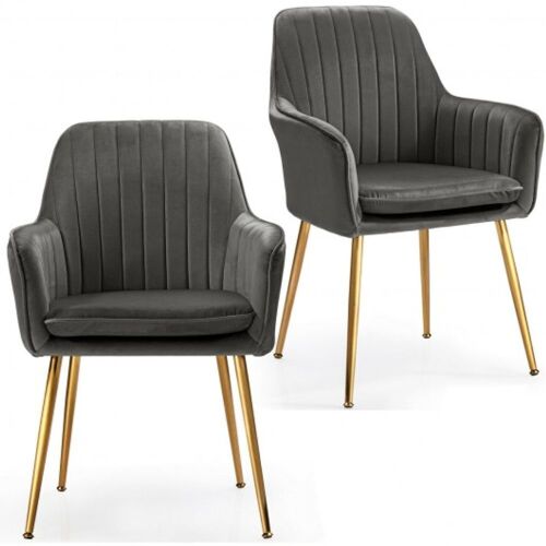 Accent Upholstered Arm Chair with Steel Gold Legs - Lot 1112