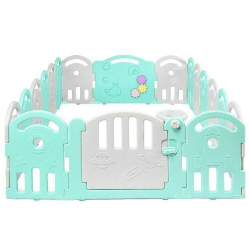 18-Panel Baby Playpen with Music Box and Basketball Hoop - Lot 1180