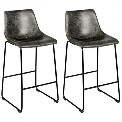 Set of (2) Faux Suede Barstool Chairs - Lot 1186