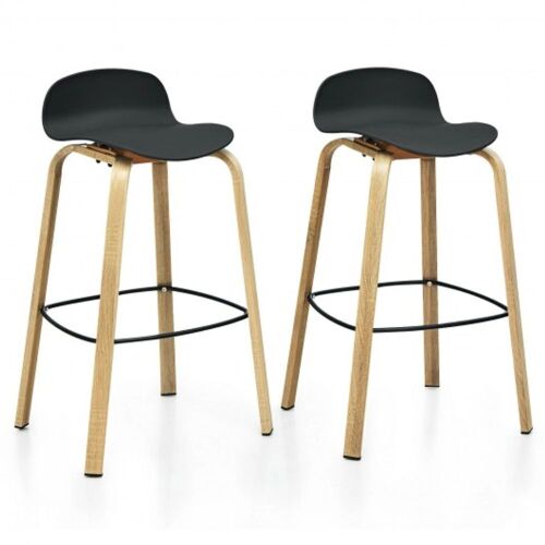 Set of (2) Modern Barstools with Low Back and Metal Legs - Lot 1135
