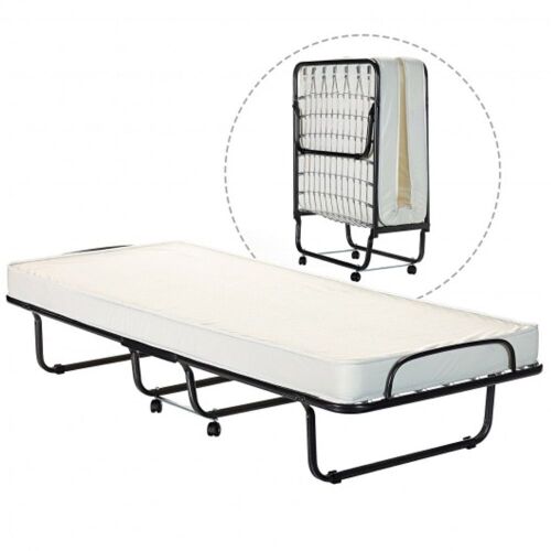Folding Metal Bed with Memory Foam Mattress - Lot 123