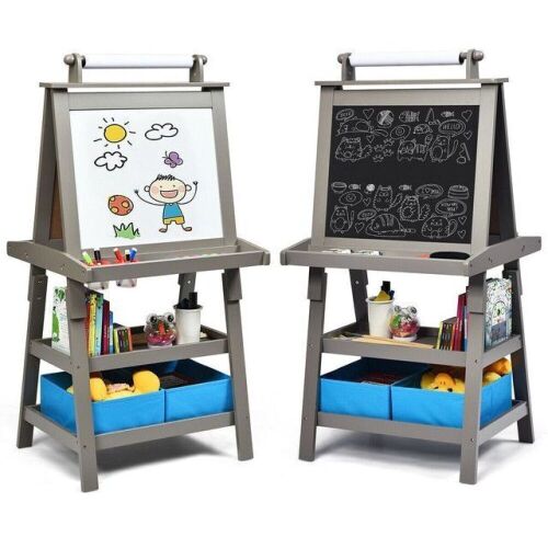 Double-Sided Storage Art Easel - Gray - Lot 705