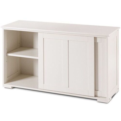 Storage Cupboard Cabinet with Sliding Door - White - Lot 503