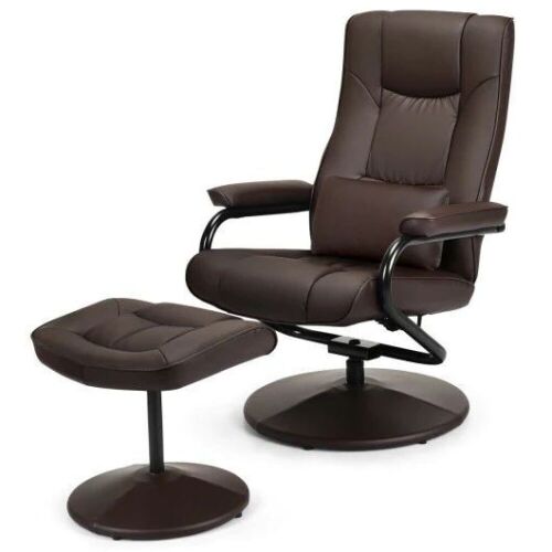 Massage Swivel Recliner Chair - Brown - Lot 663
