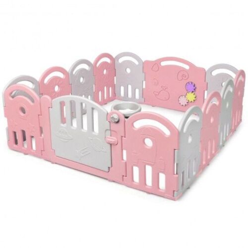 14-Panel Baby Playpen with Music Box and Basketball Hoop - Lot 330