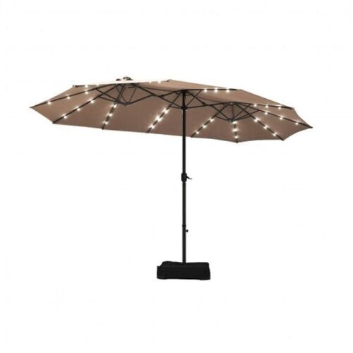 15' Solar LED Double-Sided Patio Umbrella - Lot 974