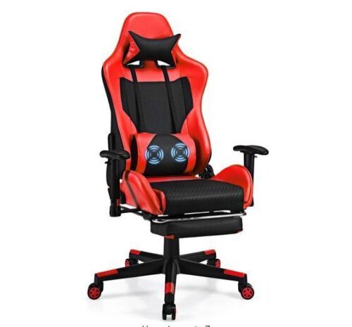 Red Iron Reclining Gaming Chairs with Adjustable Arms - Lot 335
