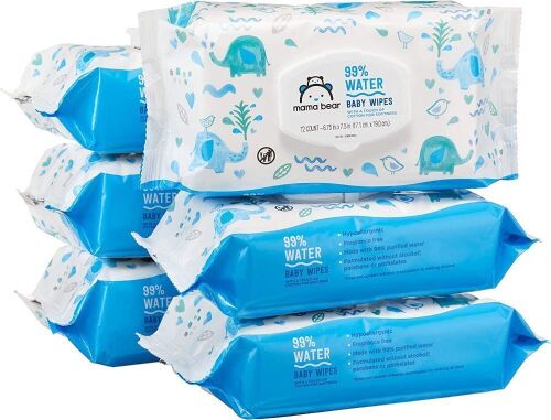 Mama Bear 99% Water Baby Wipes - 6 Packs of 72 Wipes - Lot 1128