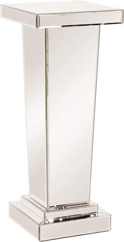 Howard Elliott Tapered Mirrored Pedestal Accent Table, 15" x 15" x 36" - Damage at Base  - Lot 85