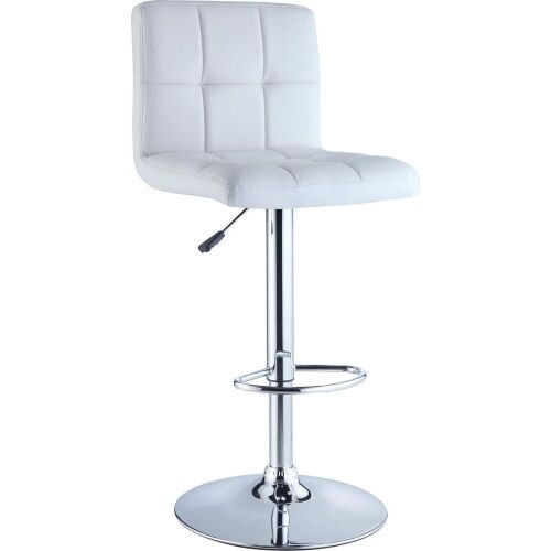 Adjustable Bar Stool with White Quilted Seat and Chrome Base - Lot 482