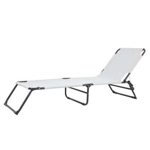 Folding Reclining Patio Chair - Light Gray - Lot 794