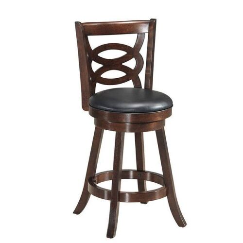 Counter Height Upholstered Espresso Swivel Dining Chair-24"  - Lot 298