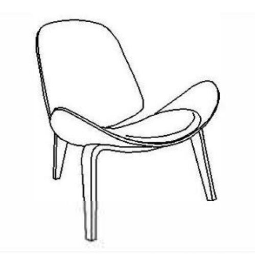 Wooden Shell Armchair with Black Cushion - Lot 655