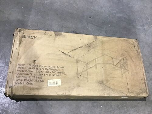 Black L Shaped Computer Desk 64" x 47" - Lot 775