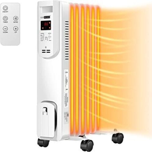 VIVOHOME 1500W Oil-Filled Radiator Heater with Remote - Lot 375