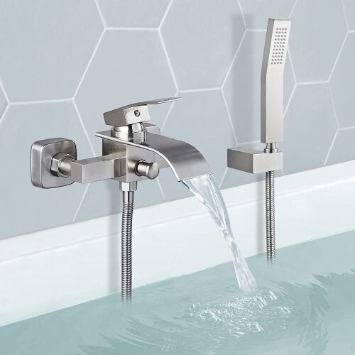 Brushed Nickel Bathtub Faucet with Handheld Spray - Lot 530