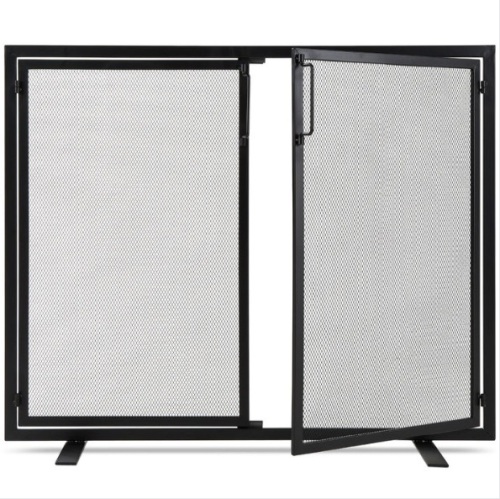 2-Door Wrought Iron Fireplace Screen w/ Magnetic Doors - 38.5x41in, Appears New - Lot 105
