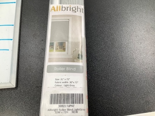 Allbright Roller Blind, Light Gray, 31w x 72h, Appears New - Lot 204