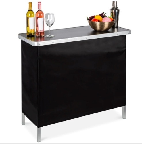 Portable Pop-Up Bar Table w/ Carrying Case, Removable Skirt, Appears New - Lot 253