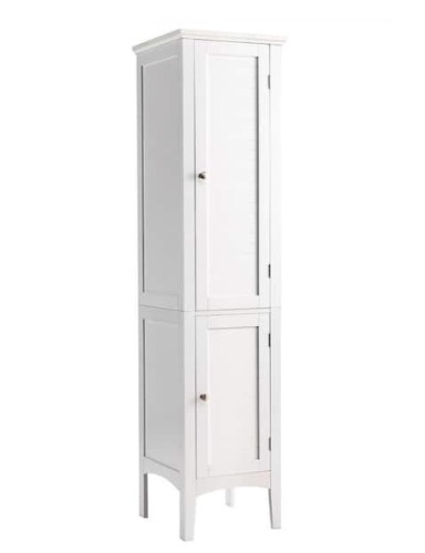 14.5 in. W x 14.5 in. D x 63 in. H White Storage Linen Cabinet Tower Kitchen Living Room, Appears New - Lot 256