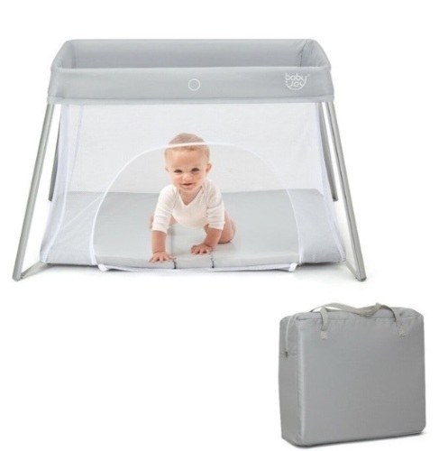 Lightweight Foldable Baby Playpen W/ Carry Bag-Light Gray, Appears New - Lot 257
