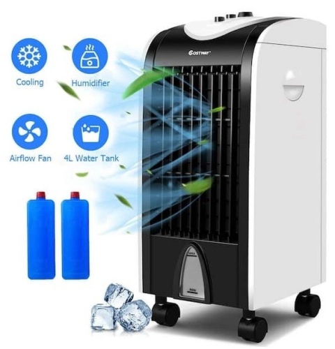 500 CFM 3-Speed Portable Evaporative Cooler Fan Humidify with Filter Knob Control in Black and White for 200 sq. ft., Appears New, Untested - Lot 270