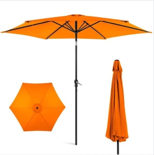 Outdoor Steel Market Patio Umbrella Decoration w/ Tilt, Crank Lift - 10ft, Appears New - Lot 275