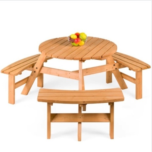 6-Person Circular Wooden Picnic Table w/ Benches, Appears New - Lot 4