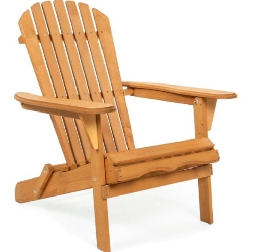 Folding Wooden Adirondack Chair Accent Furniture w/ Natural Finish - Brown, Appears New - Lot 170