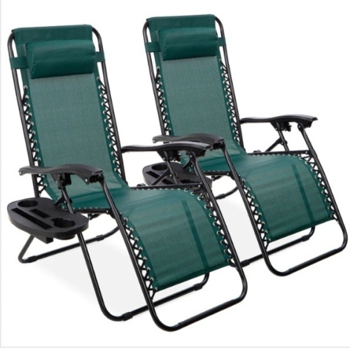 Set of 2 Adjustable Zero Gravity Patio Chair Recliners w/ Cup Holders, Appears New - Lot 236