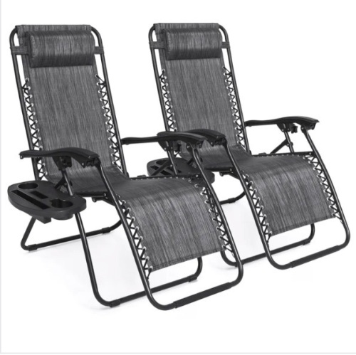 Set of 2 Adjustable Zero Gravity Patio Chair Recliners w/ Cup Holders, Appears New/Box Damaged - Lot 237