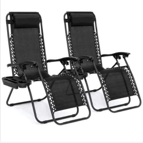 Set of 2 Adjustable Zero Gravity Patio Chair Recliners w/ Cup Holders, Appears New/Box Damaged - Lot 242