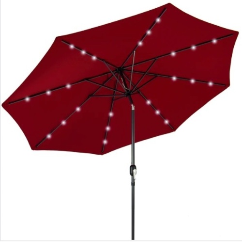 Solar LED Lighted Patio Umbrella w/ Tilt Adjustment, UV-Resistance - 10ft, Appears New - Lot 131