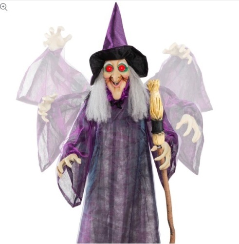 Wicked Wanda Standing Animatronic Witch with Sounds, LED Eyes - 5ft, Appears New - Lot 101