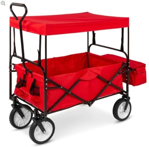 Utility Wagon Cart w/ Folding Design, 2 Cup Holders, Removable Canopy, Missing Hardware, Ecommerce Return - Lot 168