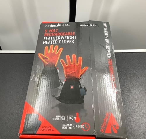 Action Heat 5 Volt Rechargeable Featherweight Heated Gloves, Missing Remote, Ecommerce Return - Lot 331