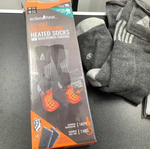 Action Heat 3.7 Volt Rechargable Heated Socks, Missing Remote and Battery Pack, Ecommerce Return - Lot 446