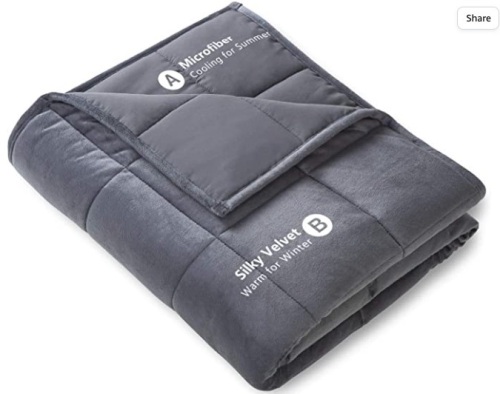 Sedona House Reversible Gray Heavy Blanket for Adults 15lbs Size 48"x72", Appears New - Lot 431