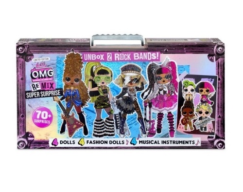 L.O.L. Surprise! O.M.G. Remix Super Surprise – 70+ Surprises, 4 Fashion Dolls & 4 Dolls, Appears New - Lot 420