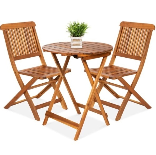 3-Piece Acacia Wood Bistro Set w/ Folding Table, 2 Chairs, Appears New - Lot 308