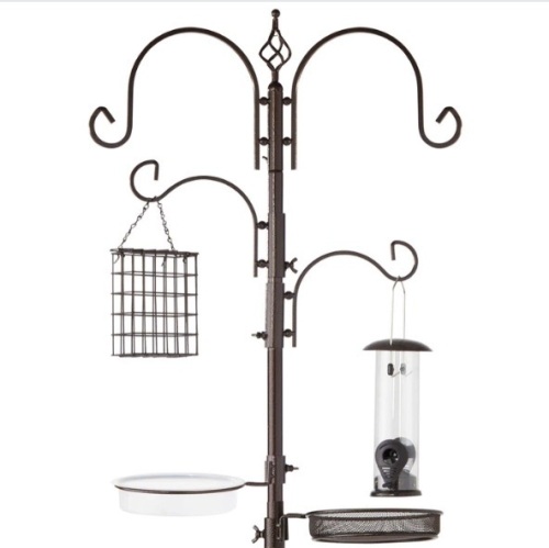 4-Hook Bird Feeding Station, Steel Feeder Stand w/ 2 Bird Feeders - 91in, Appears New/Box Damaged - Lot 336
