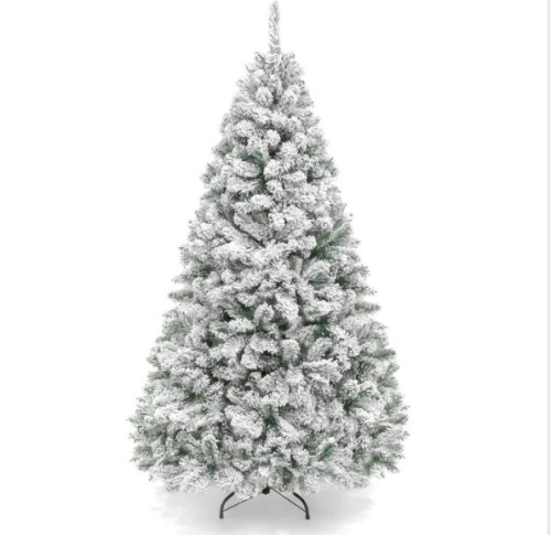 Premium Snow Flocked Artificial Pine Christmas Tree w/ Foldable Metal Base, 7.5 Ft, Appears New - Lot 375
