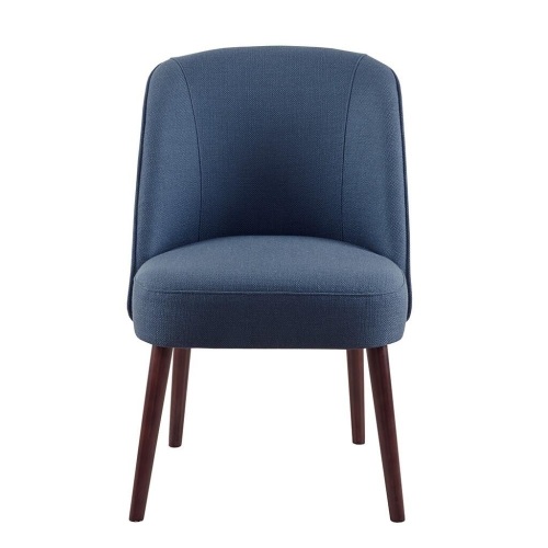 Dining Chair with Upholstered Seat & Back, Rounded Back and Solid Wood Legs in Blue - Lot 7