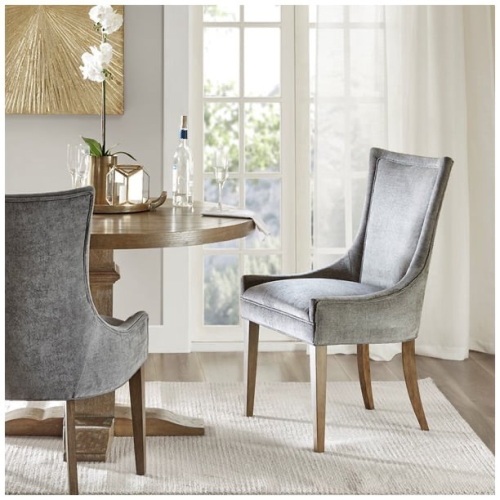 Madison Park Ultra Wood Dining Chair Set Of 2 In Dark Grey Finish - Lot 65