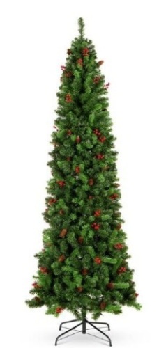 6 ft. Unlit Pre-Decorated Pine Artificial Christmas Tree with Pine Cones and Berries - Lot 90