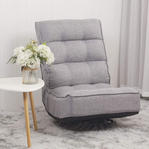 Folding Floor Gaming Chair for Home Office,360-Degree Swivel Gaming Chair,Lazy Sofa Lounge Chair with 7 Adjustable Position for Teens Adults Reading,Watching, Grey - Lot 241