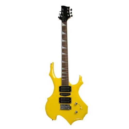 Flame Type Electric Guitar + Gigbag + Strap + Cord + Pick + Tremolo Bar Yellow Color Musical Instruments - Lot 186