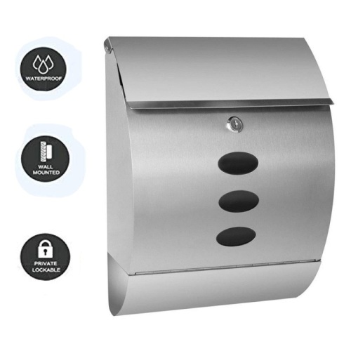 Stainless Steel Locking Wall Mount Mail box, w/ Keys, Silver - Lot 257