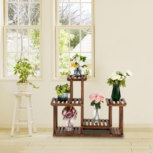 5-Tier Pine Wood Plant Stand Flower Pot Holder - Lot 212