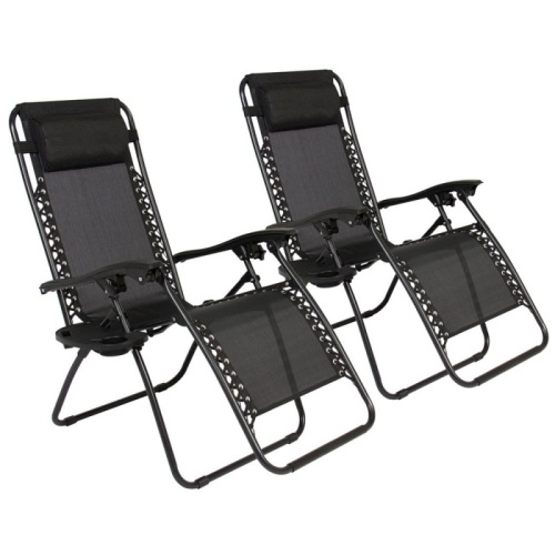 Plum Blossom Lock Portable Folding lounge Chairs with Saucer Black - Lot 234